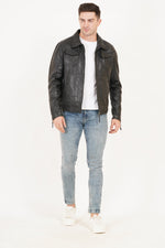 100% HEAVY WASHED SILVY COLLAR JACKET - BLACK | MX92