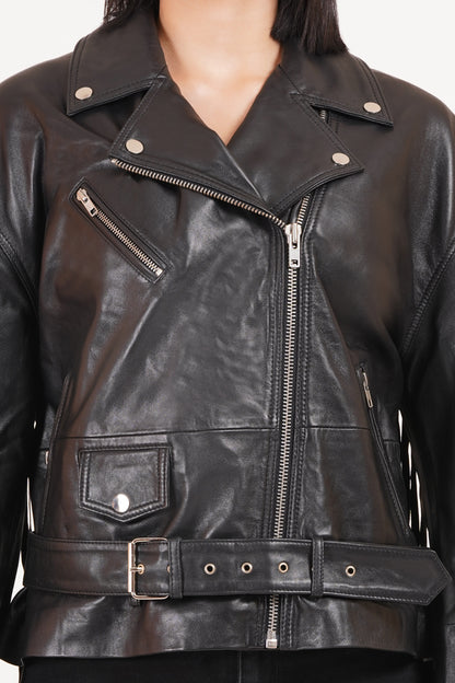 100% Leather Oversized Fringes Biker Jacket | WX014