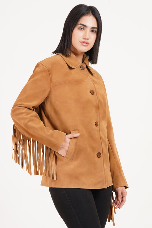 100% Suede Fringes Jacket | WX016
