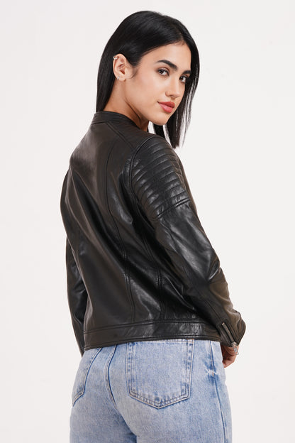100% Leather Racer Jacket | WX44