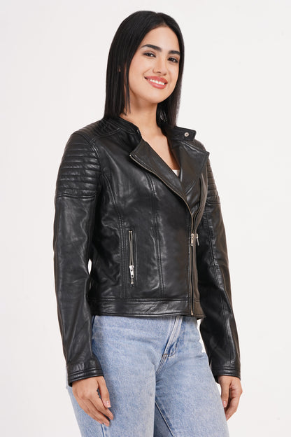 100% Leather Racer Jacket | WX44