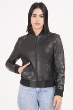 100% Washed Leather Rib Collar Bomber Jacket | WX97