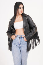 100% Leather Fringes Biker Jacket | WX32