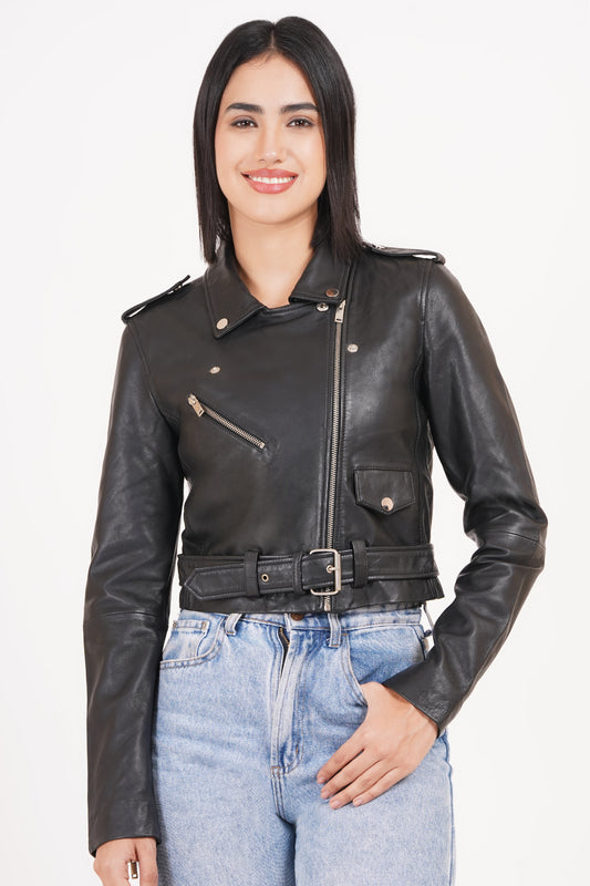100%  Leather Coop Biker Jacket | WX21