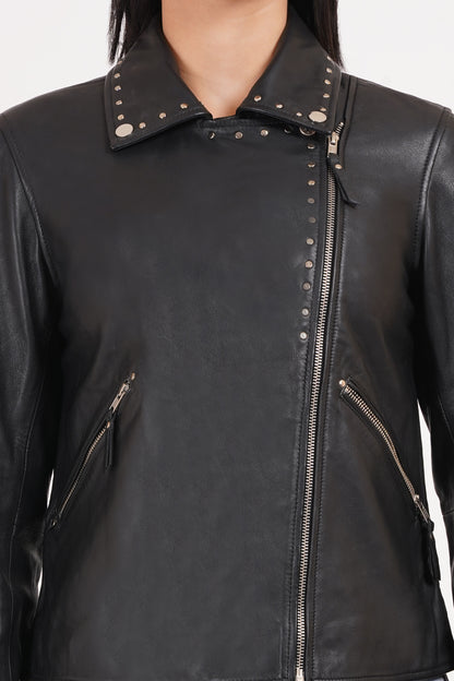100% Real Lamp Leather Studs Collars Women Jacket | WX31