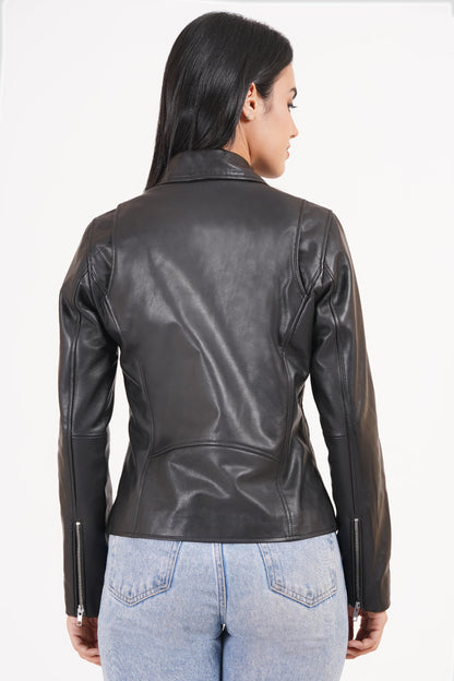 100% Washed Leather Lapel bikers Jacket | WX46