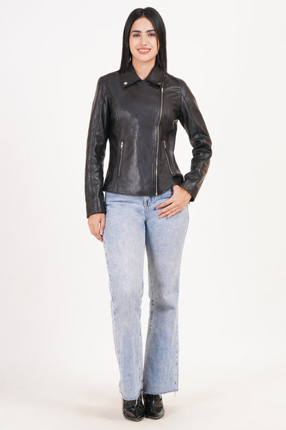 100% Washed Leather Lapel bikers Jacket | WX46