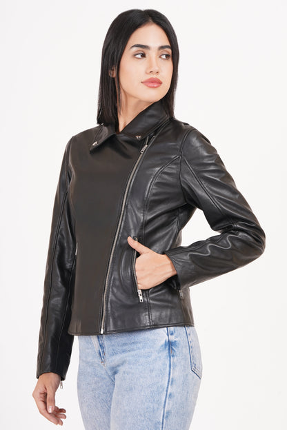 100% Washed Leather Lapel bikers Jacket | WX46