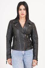 100% Leather Sleeve Padded Biker Jacket | WX34