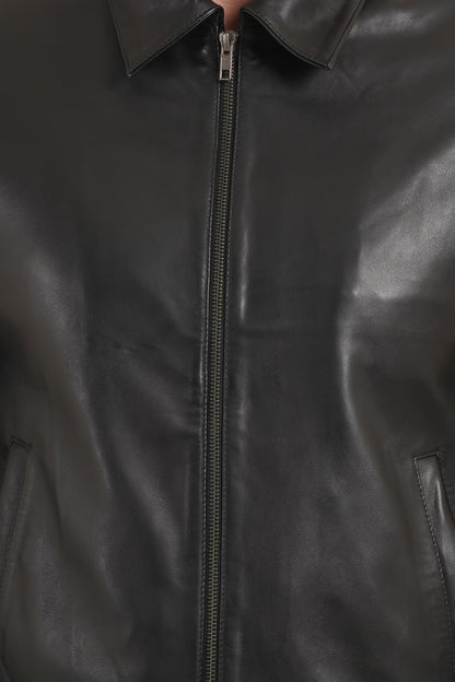 100% Leather Men's Harrington Collar Jacket | MX58