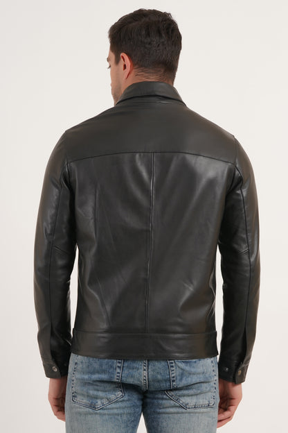 100% Leather Men's Harrington Collar Jacket | MX58