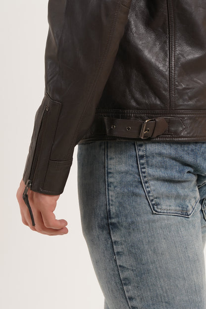100% HEAVY WASHED SILVY COLLAR JACKET - BROWN | MX 92 |