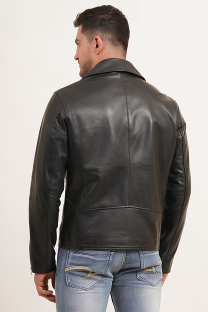 100%  Leather Motorcycle Flap Pocket Jacket | MX52