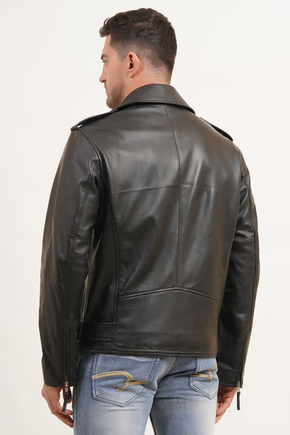 100% Leather Belt Biker Jacket | MX39