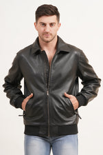 100% Leather Collar Bomber Jacket | MX55