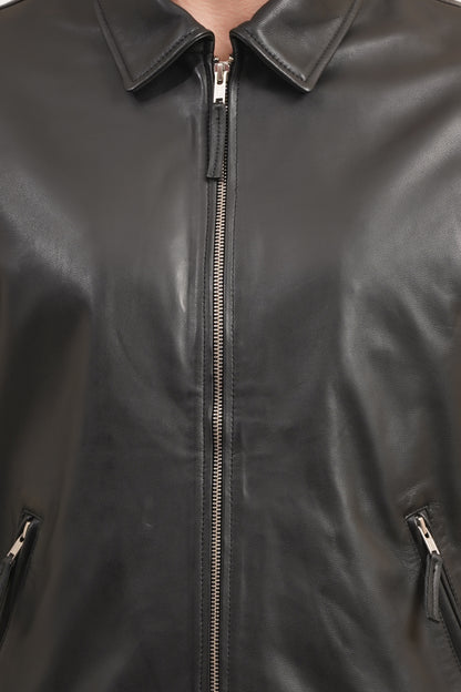 100% Leather Collar Bomber Jacket | MX55