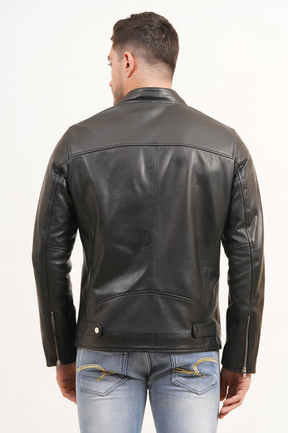 100% Leather Detachable Hood Jacket | MX45