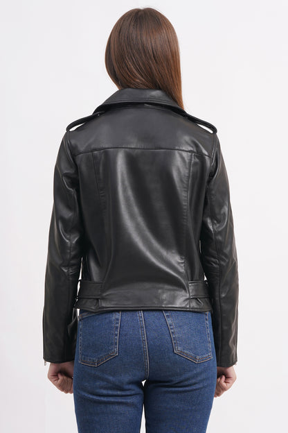 100%  Leather Zipper Biker Jacket | WX87