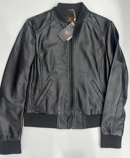 100% Washed Leather Rib Collar Bomber Jacket | WX97