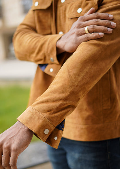 100% Leather Italian suede Trucker Jacket | MX 112
