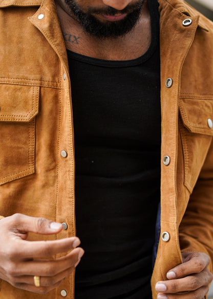 100% Leather Italian suede Trucker Jacket | MX 112