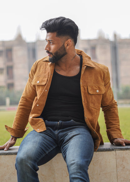 100% Leather Italian suede Trucker Jacket | MX 112