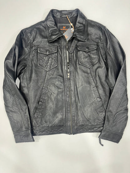 100% HEAVY WASHED SILVY COLLAR JACKET - BLACK | MX92