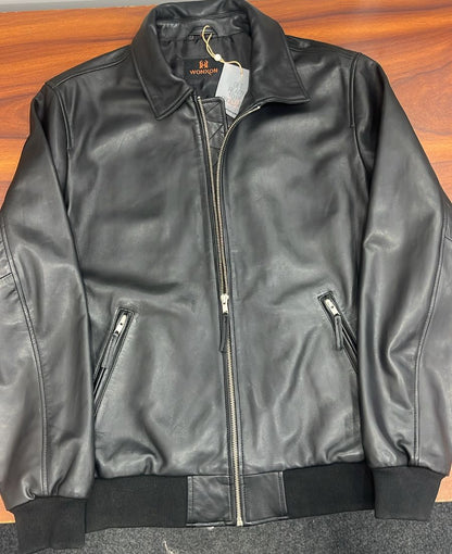100% Leather Collar Bomber Jacket | MX55