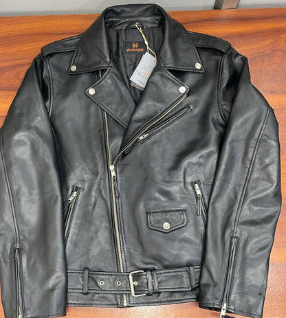 100% Leather Belt Biker Jacket | MX39