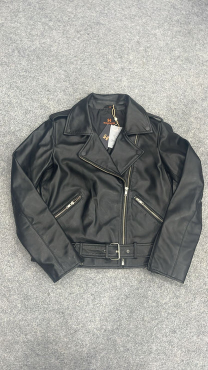 100%  Leather Zipper Biker Jacket | WX87