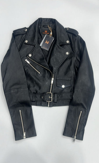 100%  Leather Coop Biker Jacket | WX21