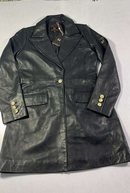 100% Leather Women Emma Coat - Black | WX 99