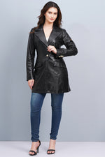 100% Leather Women Emma Coat - Black | WX 99