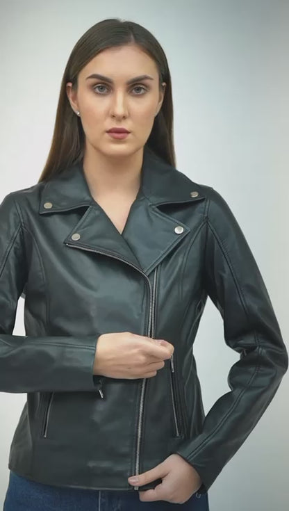 100% Washed Leather Lapel bikers Jacket | WX46